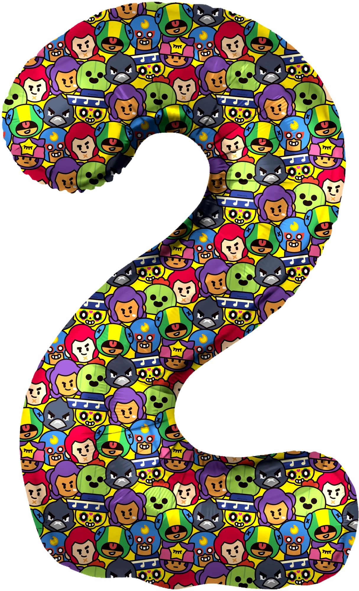 Шар с гелием (34"/86 см) Цифра, 2 Бравл Старс