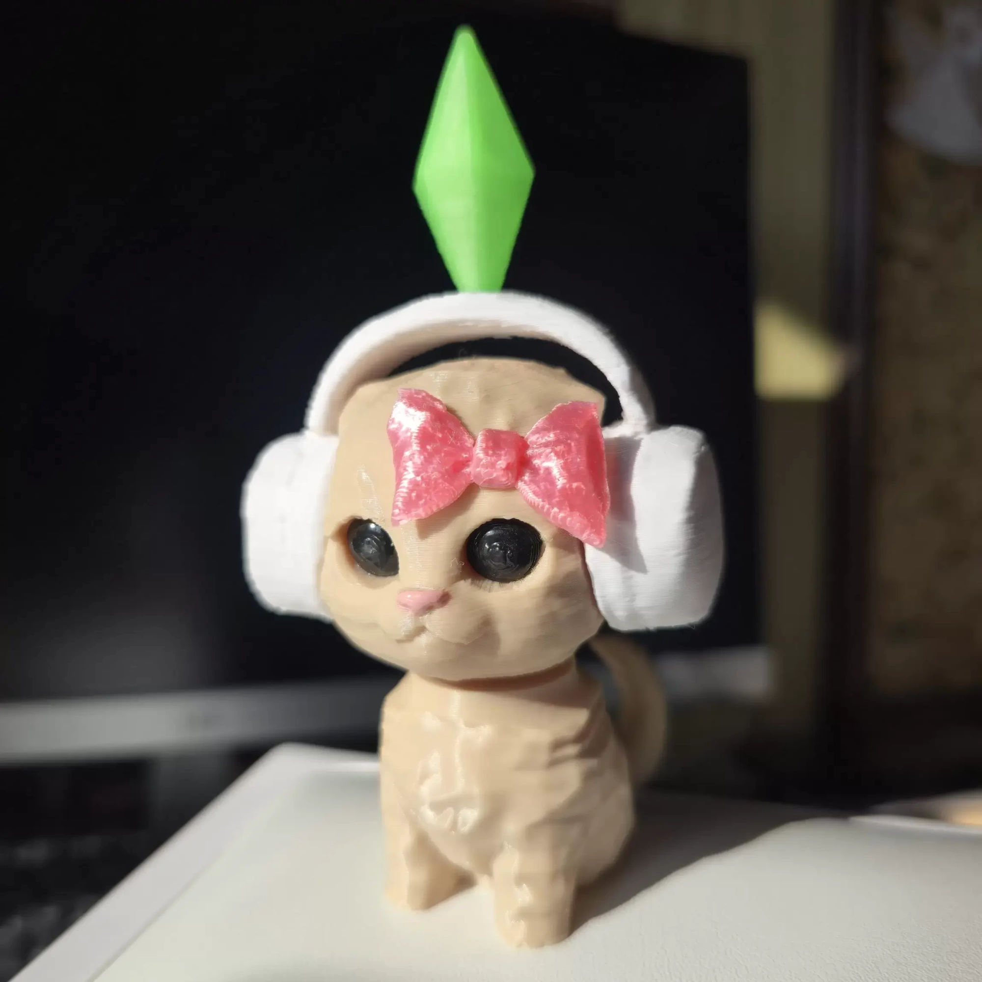 3Д модель Котик звезда TikTok 8см (12см). Цвет Бежевый